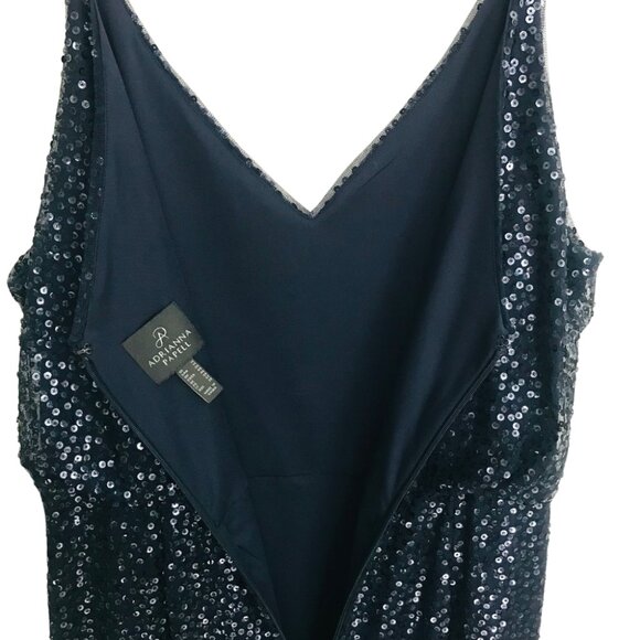 Adrianna Papell Sequin Blouson Maxi Dress Midnight Blue Size 16 NWT - Picture 8 of 12